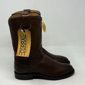 Corral A4068 Cowboy Roper Boots Mens 7 EE Brown Cow Leather Mid Calf Western